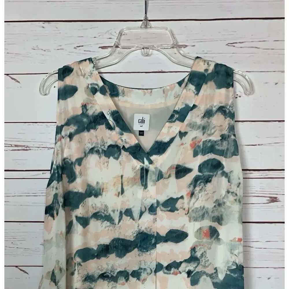 Cabi Women’s M Medium Gelato Watercolor Layered Sleeveless Spring Summer Top - Picture 4 of 13